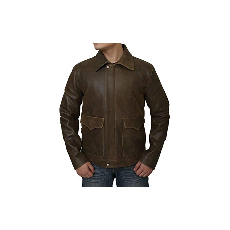 Infinity Croce Nera Zip Brando Annata Pelle Chiodo Uomo XS