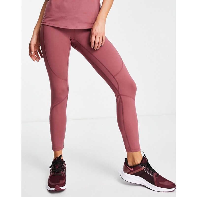 Urban Threads - Leggings da palestra con fascia in vita con logo rosa pallido
