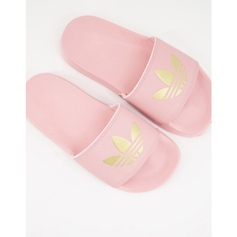 adidas Originals - adilette Lite - Sliders rosa con trifoglio color oro