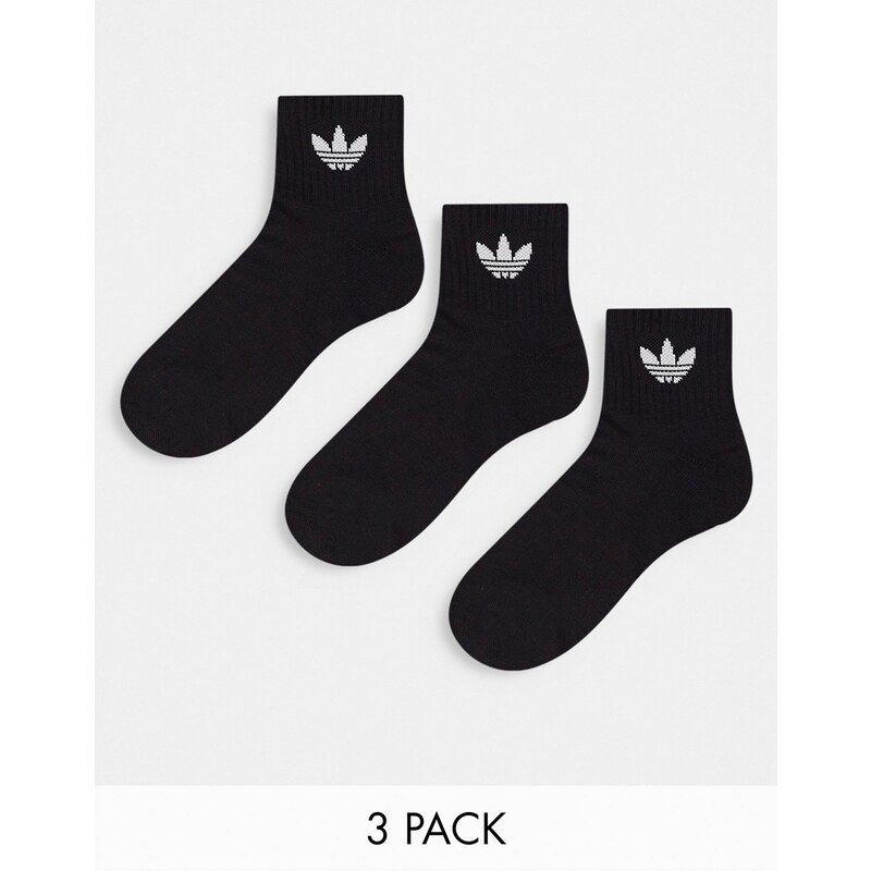 adidas Originals - Confezione multipack di calzino con logo a trifoglio neri-Nero