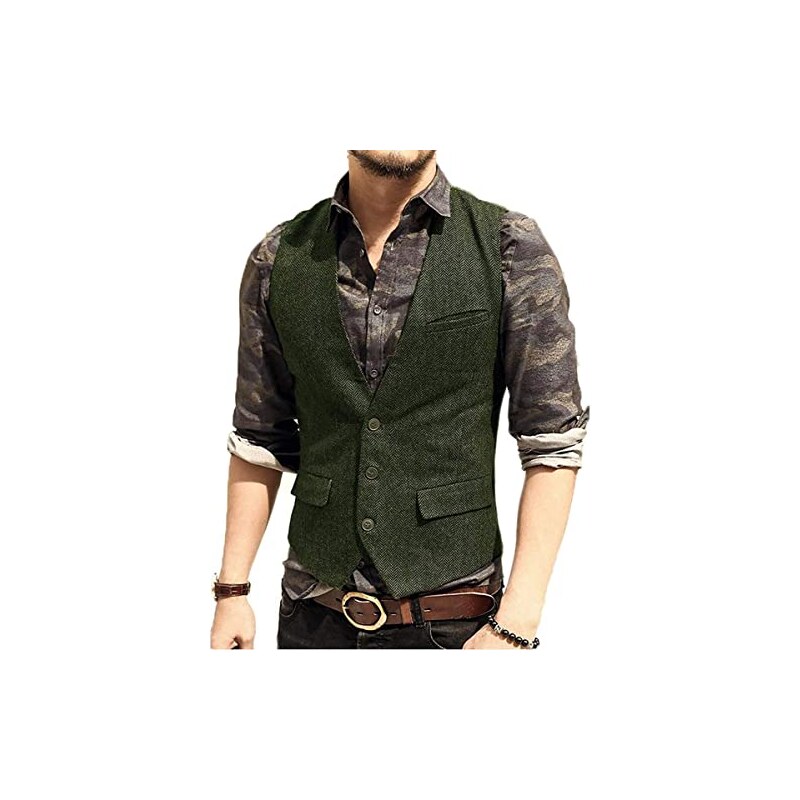 Gilet In Pelle Uomo, Classico E Caldo, Monopetto Con Tasche, Nero, Taglia M - 3
