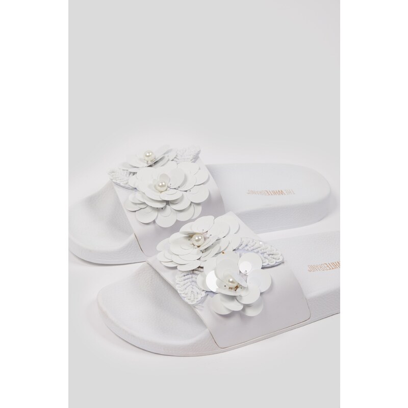 WHITE BRAND Sandali Flower Bianchi