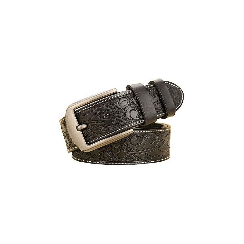 Cintura Uomo Pelle Vacca Con Stampa Coccodrillo/Alligatore - TSTCraft - Nero
