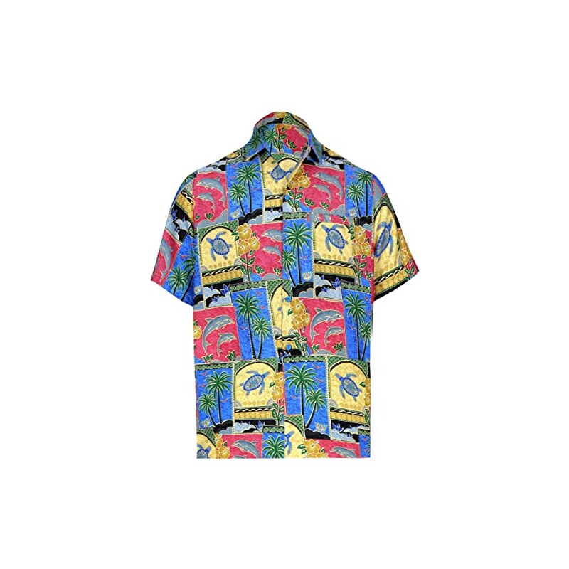 Camicia casual a maniche corte stile hawaiano, in lino, con colletto