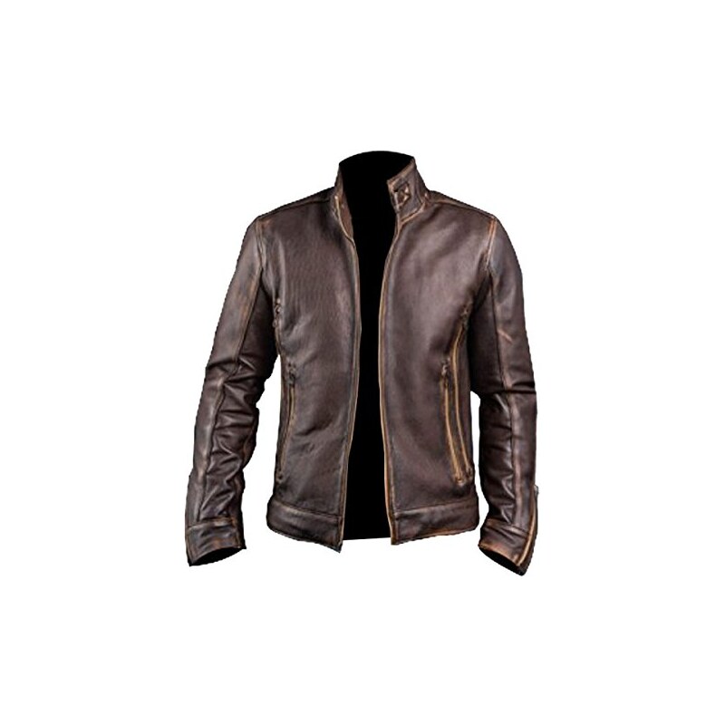 Red Smoke Cafe Racer Giacca da motociclista vintage in pelle marrone  invecchiata, New Cafe Racer Giacca in pelle marrone, L