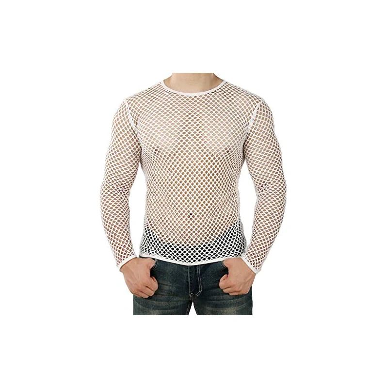 Maglietta Uomo A Rete Fishnet: Maniche Lunghe, Trasparente E Sexy Per Un Look Audace