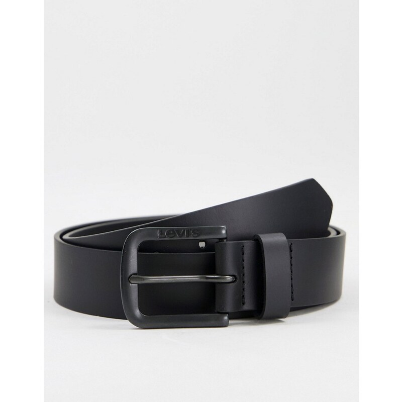 Levi's - Seine - Cintura nera opaca in pelle con fibbia in metallo-Nero