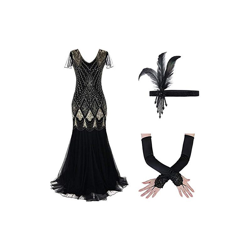 Costume Anni '20 Da Donna Con Bustine Stola Per Abito Da Sera Elegante Da Sera Cape Gatsby Accessori Per Costume Anni '20s Retro Sciarpa Matrimonio Festa Sposa Sciarpa, O Blu., Taglia Unica - 5