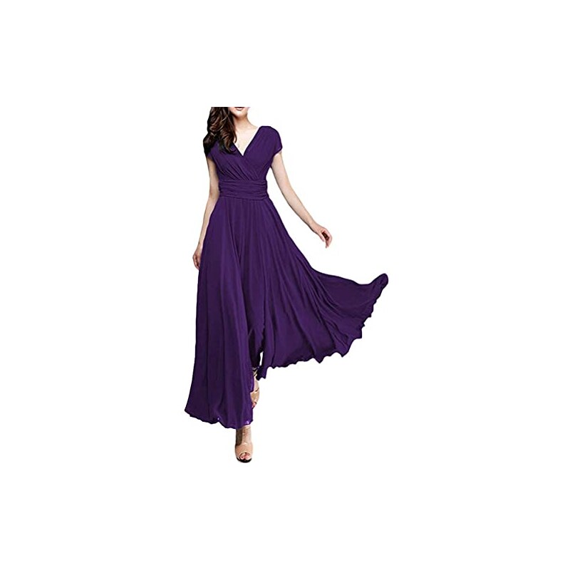 Minetom Donna Lunga Vestito da Cocktail da Sera Damigella d Onore Linea Ad A Stile Chiffon