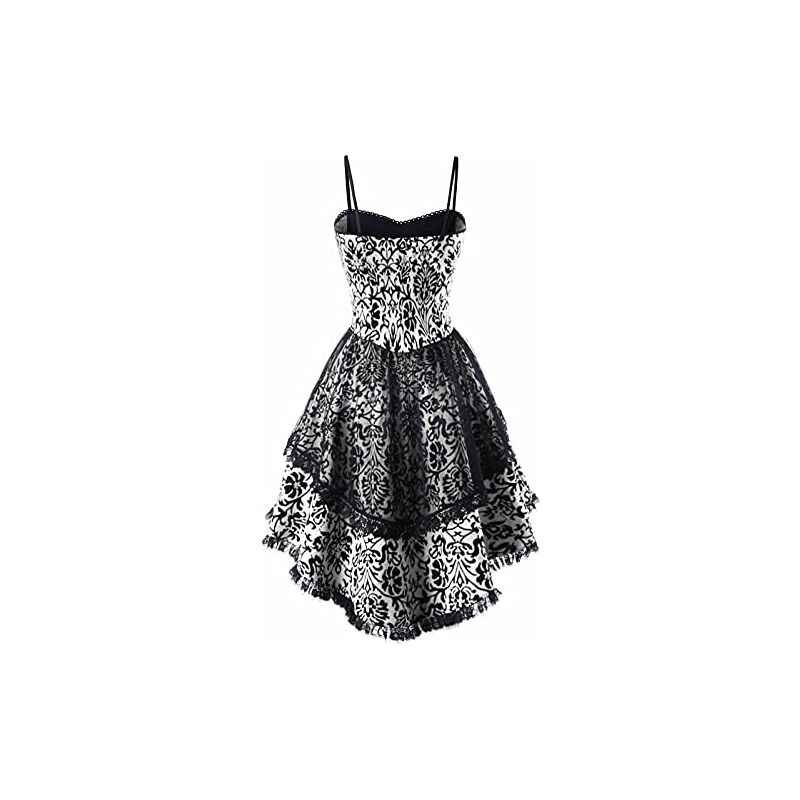 Bslingerie® Corsetto da donna in stile gotico, vintage, vittoriano, stampa con farfalle, orlo rinascimentale, farfalla rosa, M