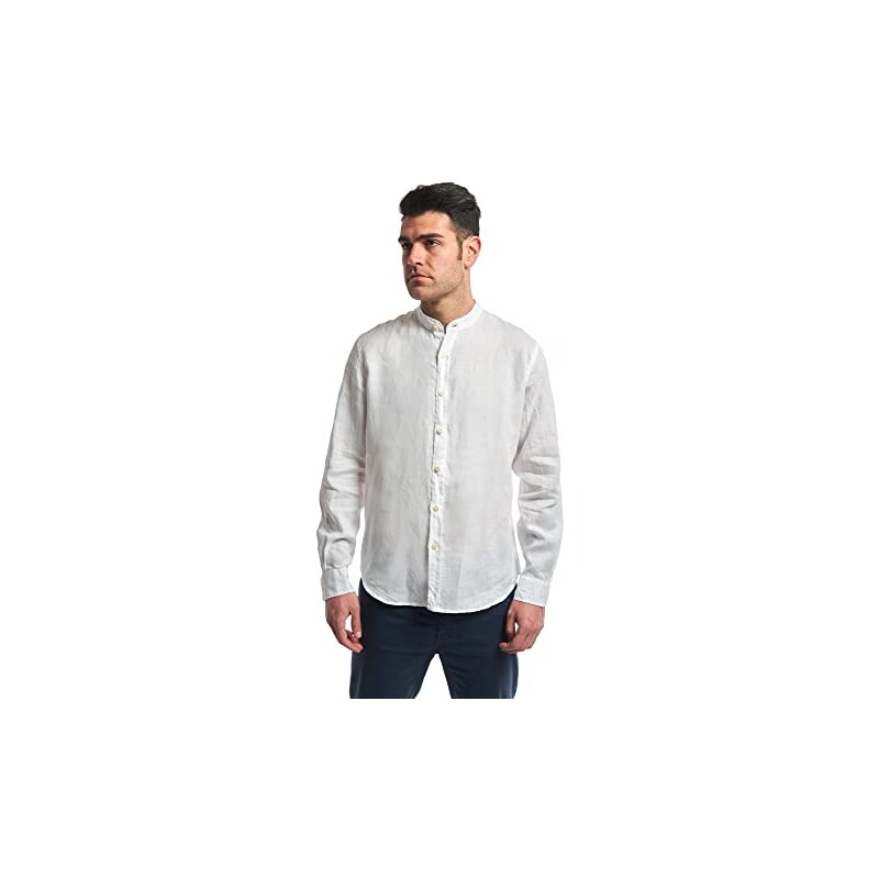 Camicia Uomo In Lino Puro 100%, Maniche Lunghe, Collo Button-down, Taglie Dalla Small Alla 6XL, 9 Colori