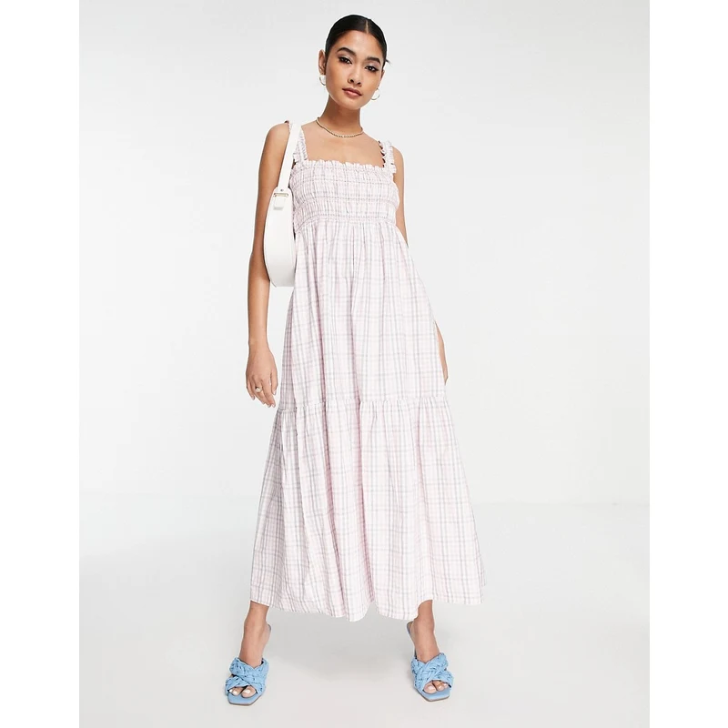 Abito Estivo Bohémien A Quadretti Per Donna - Con Maniche A Sbuffo, Scollo Quadrato, Volant, Fluido, Perfetto Per Spiaggia, Matrimonio, Vacanze - 4