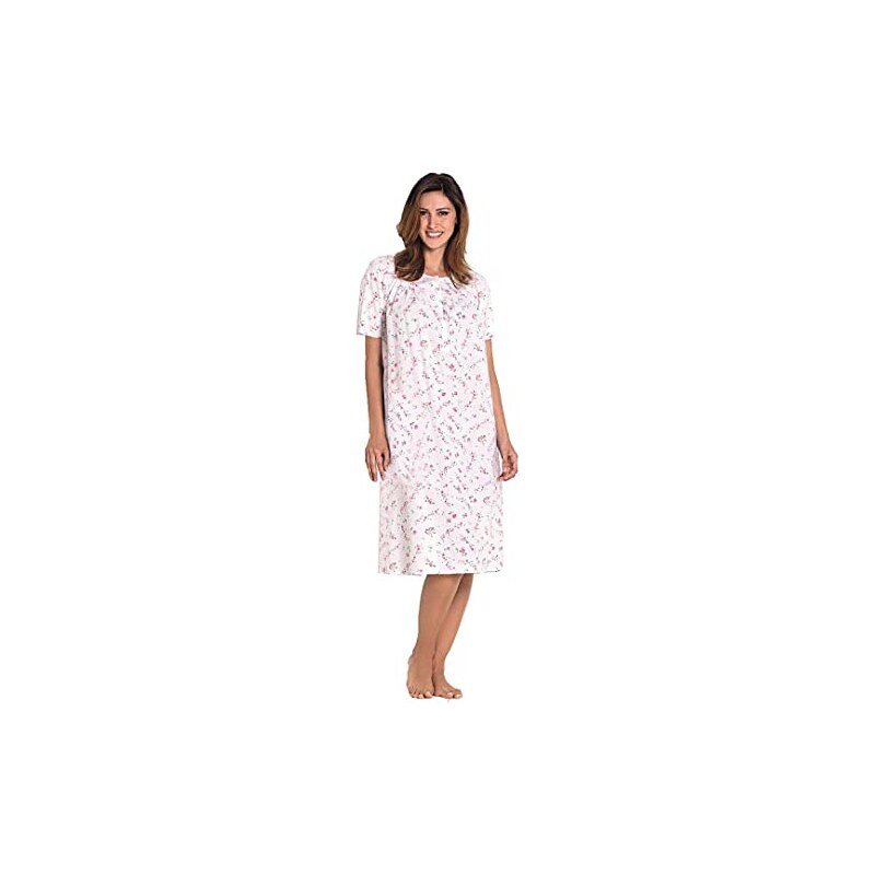 Camicia Da Notte Donna Zeitlos - Manica Corta A Fiori In Cotone, Morbida E Elegante Con Bottoni - 5
