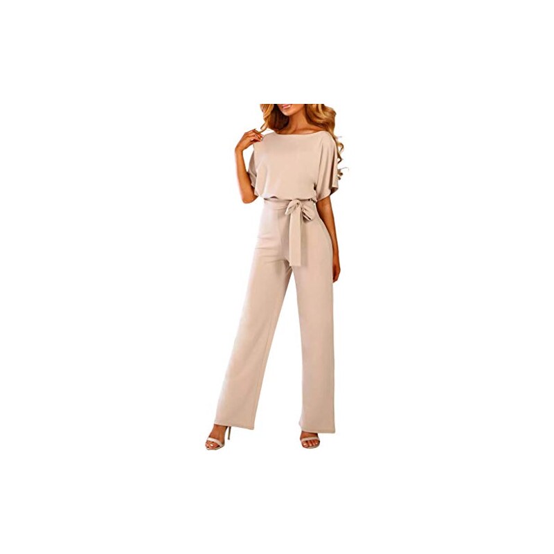 Abito Intero Pantaloni Tuta Elegante Donna CHERFLY Senza Maniche - Scollo A V E Schiena Scoperta, Pantaloni Lampi Tuta Monospalla Scollo A V