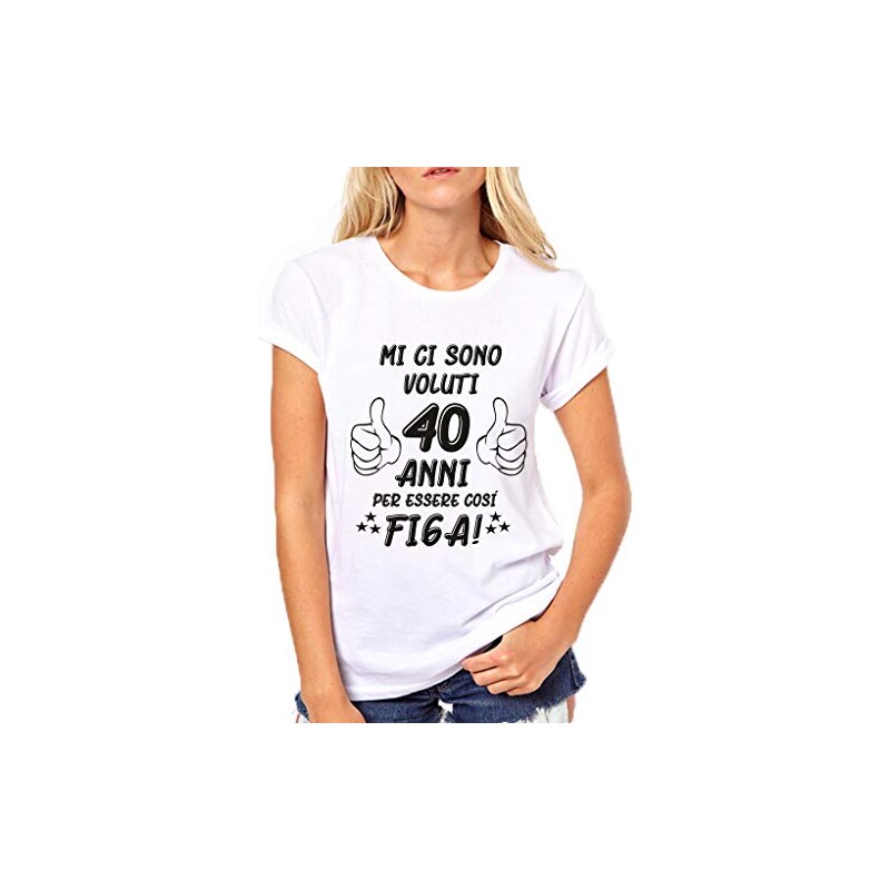 Puzzletee T-Shirt Compleanno Donna Maglietta 40° Compleanno Mi Ci Sono  Voluti 40 Anni per Essere così Figa Idea Regalo 