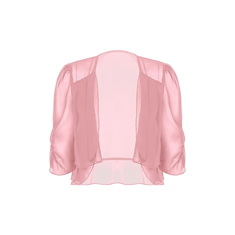 Coprispalle Bolero Donna In Chiffon Trasparente – Maniche Corte, Aperto, Leggero, Estivo