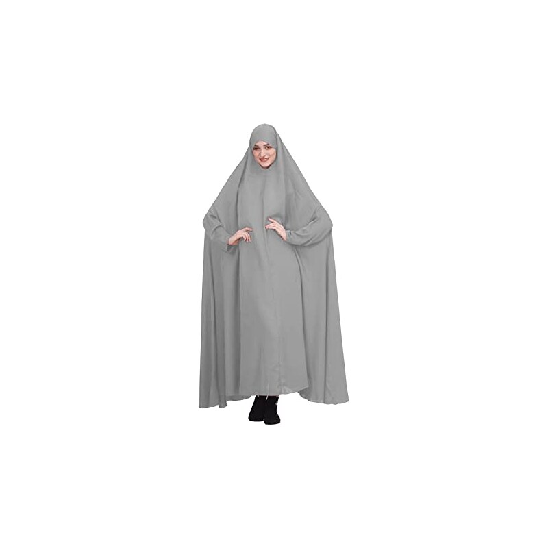Moda Turco Manica Lunga Causale Maxi Abito Donna Elegante Preghiera Musulmana Abaya Dubai Turchia Caftano Islamico Casual Casual Abito Maniche A Pavimento Lungo Donne Abiti Musulmani, Cachi, S - 7