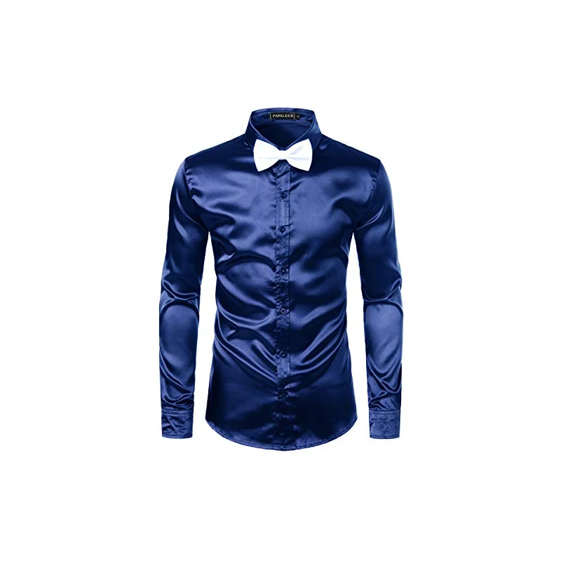 Camicia Uomo Paillettes Lucide Manica Lunga - Costume Discoteca Anni 70/80 - 4XL NUOVA