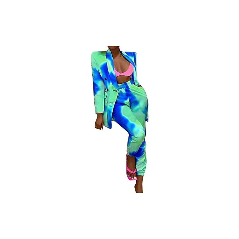 KHIRVWL Tailleur Donna Ufficio Eleganti Pantaloni e Giacca da Cerimonia Curvy Blazer a Maniche Lunghe Tuta Elastici in Vita Set di Abiti in Tinta Unita Pantalone Giacche Due Pezzi Suit Tute Eleganti