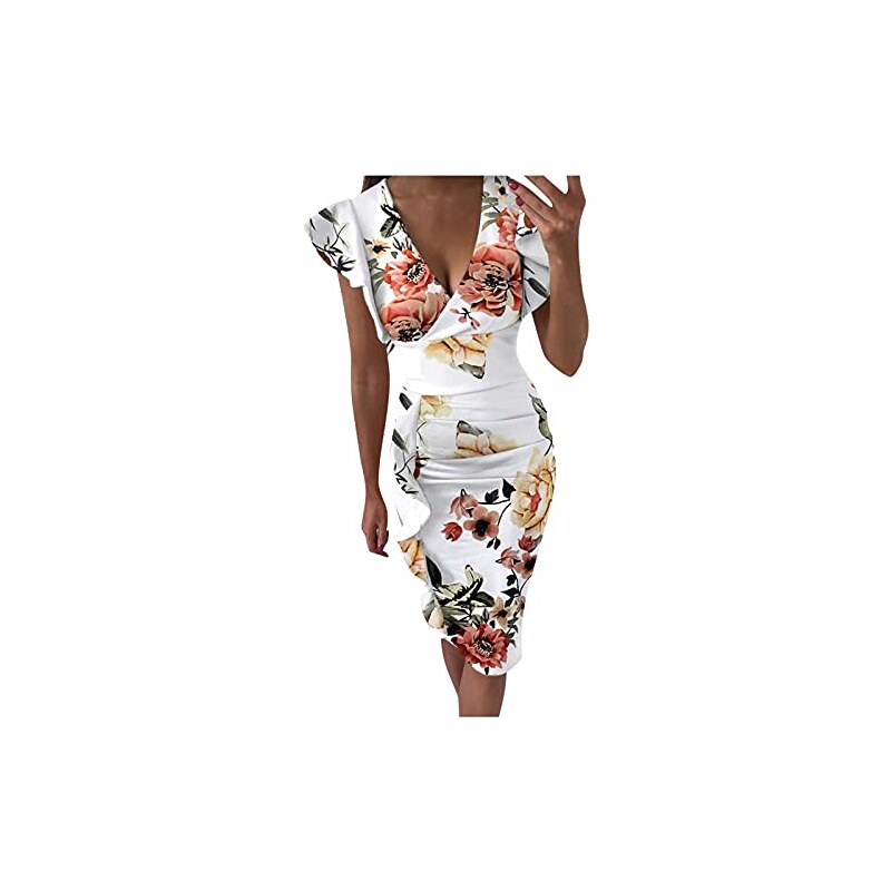 BIBOKAOKE Abito estivo da donna, lunghezza al ginocchio, vestito ...