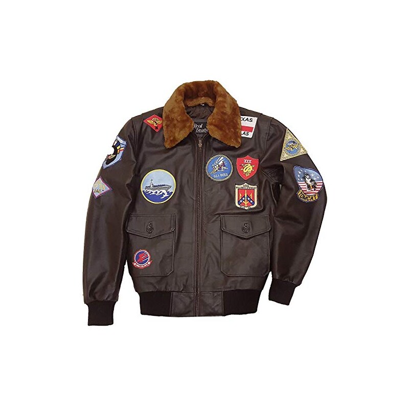 TOM CRUISE TOP Gun A2 Jet Fighter Bomber Giacca Vera Pelle Vera Pelliccia Marrone Nuovo EUR 43