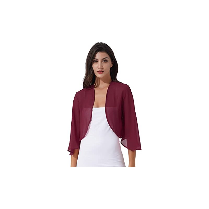 Cardigan Donna In Chiffon - Bolero Aperto Manica Lunga | Coprispalla Elegante Per Cerimonie E Feste