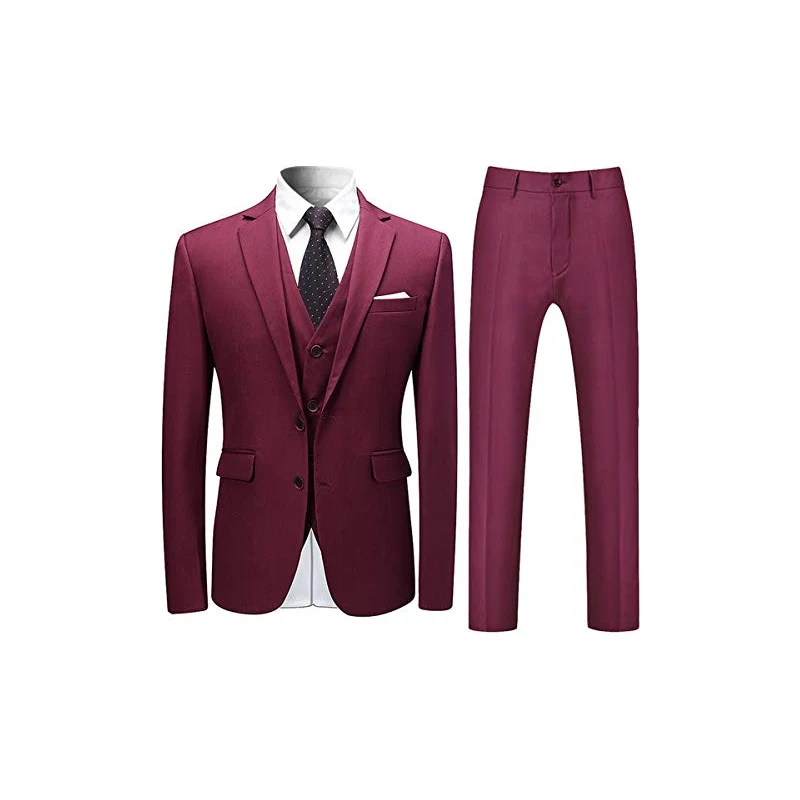 KUDORO Abiti Da Uomo 3 Pezzi Slim Fit Monopetto Due Bottoni Da Sposa Smoking Tuta Blazer Gilet Pantaloni Rosa Xxl 106471526