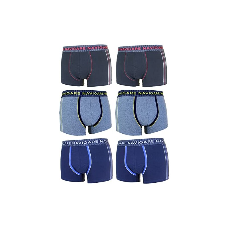 Navigare Set 6 Stücke Slip Boxer Mann Baumwolle Elastisch Dessous Weiß Schwarz E