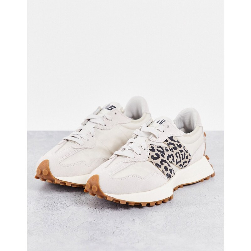 New Balance - 327 - Sneakers animalier bianco sporco e leopardate