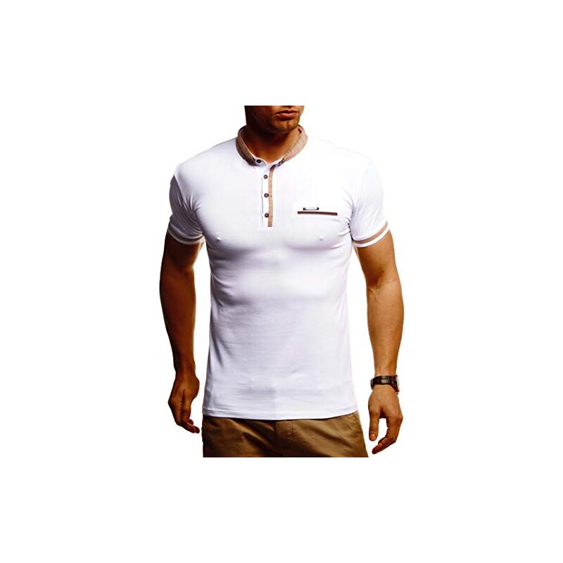 Leif Nelson Maglietta da uomo estiva con colletto a polo slim fit