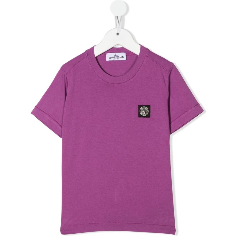 Stone Island Junior T-shirt con applicazione logo - Viola