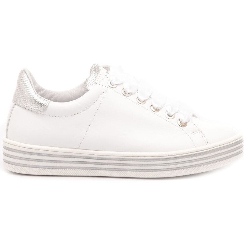Ciao Sneakers Bambina Pelle Bianco-Argento 3732