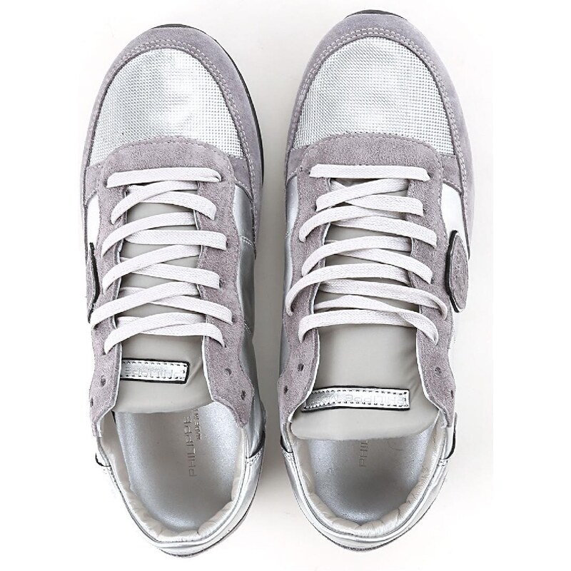 Philippe Model Sneakers donna in pelle e tessuto argento