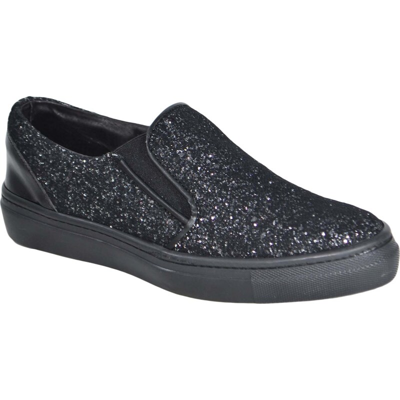 Malu Shoes Mocassino Glitter Punta slip on mocassino donna in vera pelle made in italy risvoltabili fondo running
