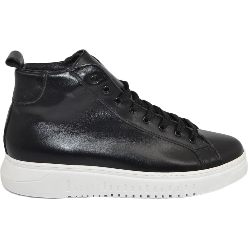 Sneakers Alta In Vera Pelle Gommata Con Doppia Zip Oro Fondo Underground Uomo Stile Fatte A Mano