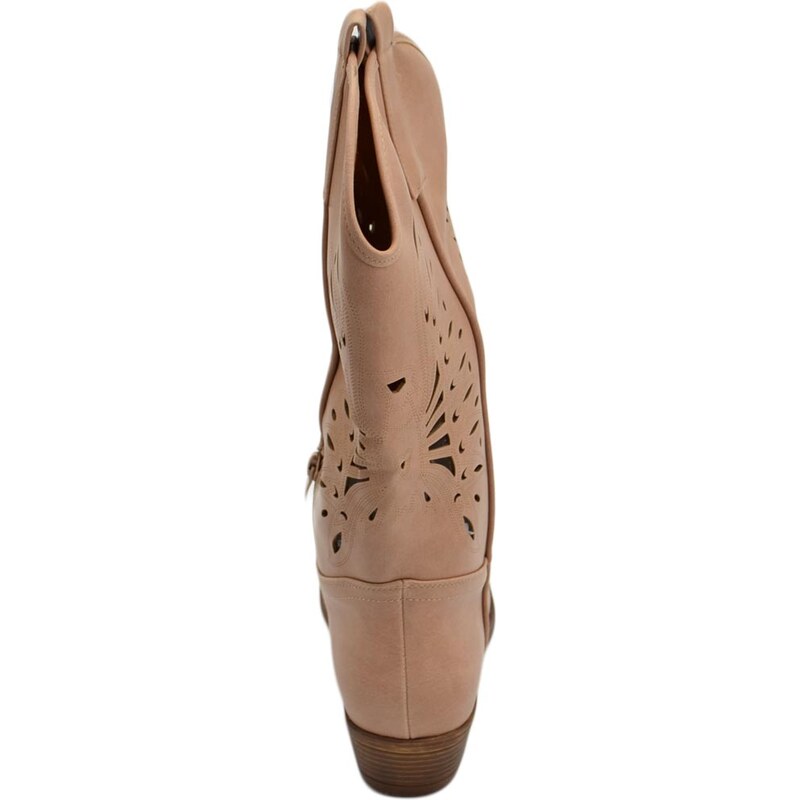Malu Shoes Stivali donna camperos texani stile western rosa con foratura laser su pelle tinta unita altezza polpaccio