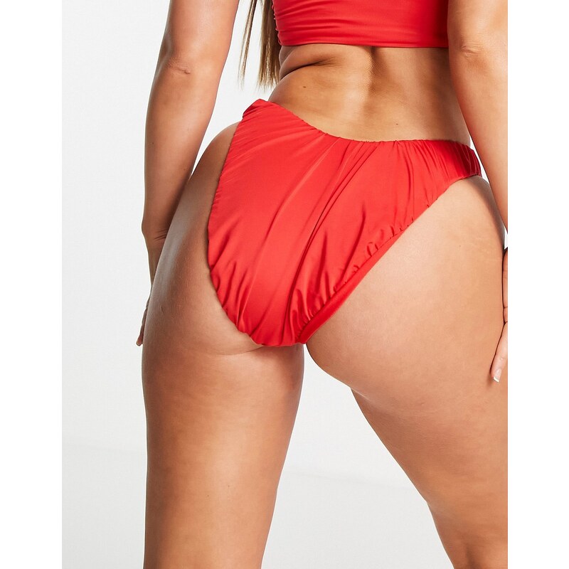 ASOS DESIGN - Slip bikini in rete rossa-Rosso