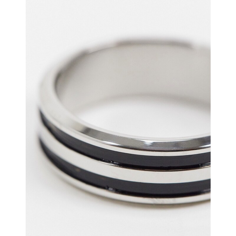 ASOS DESIGN - Confezione da 3 anelli a fascia argentati in acciaio inossidabile resistente all'acqua-Argento