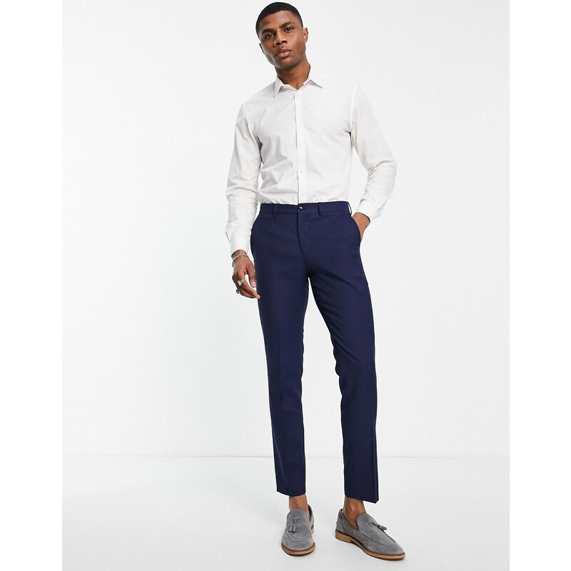 Jack & Jones Premium - Pantaloni da abito elasticizzati slim blu navy scuro