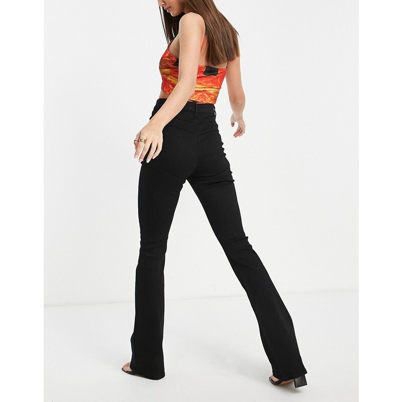 ASOS Tall ASOS DESIGN Tall - Jeans a zampa modellanti push-up a vita alta elasticizzati nero pulito