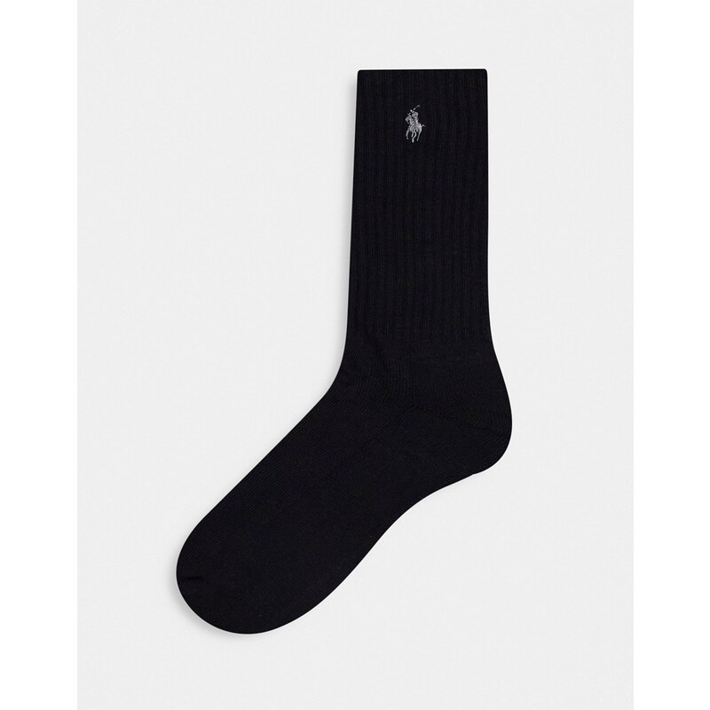 Polo Ralph Lauren - Confezione da 6 paia di calzini sportivi neri con logo del pony-Nero