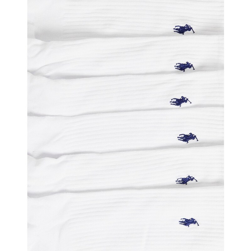 Polo Ralph Lauren - Confezione da 6 paia di calzini sportivi bianchi con logo del pony-Bianco