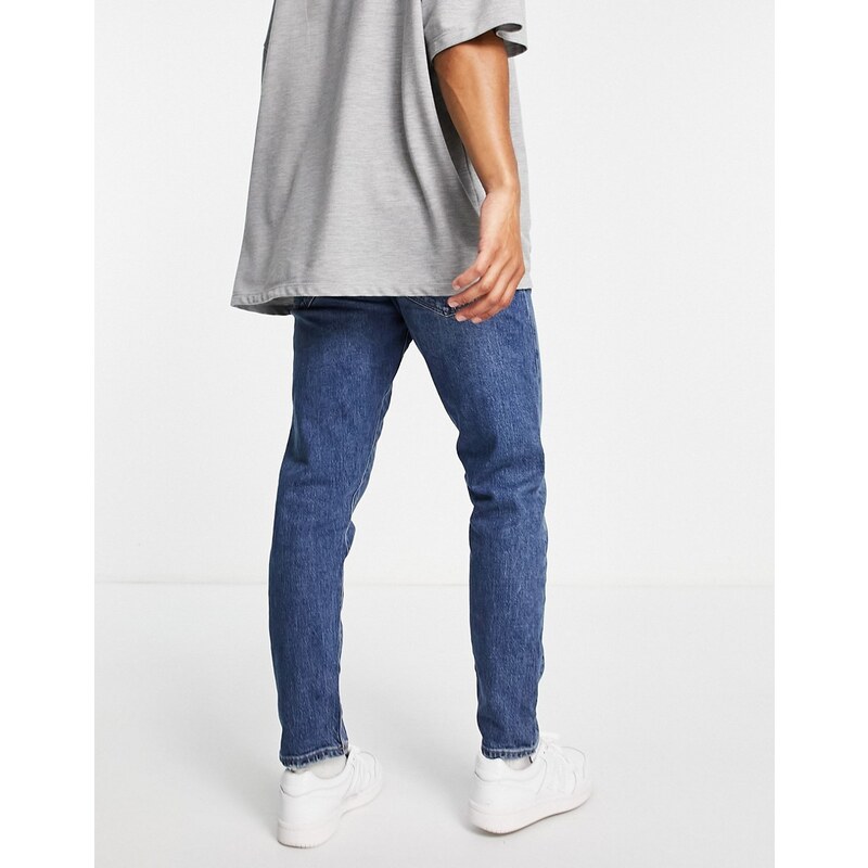 Selected Homme - Jeans slim affusolati blu medio in cotone - MBLUE