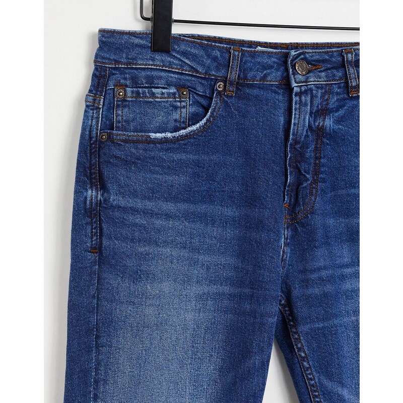 Pull&Bear - Jeans slim lavaggio scuro-Blu