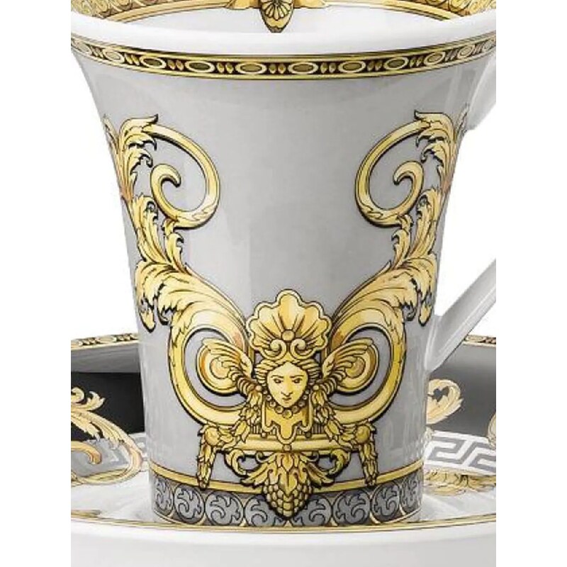 Set 12 Pezzi Tazzine Caffè Kyo Tortora, Porcellana Bianca E Tortora, Made In Italy, Lavastoviglie E Microonde