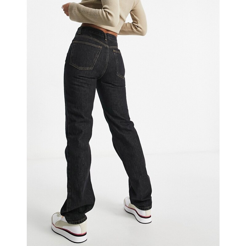 ASOS DESIGN - Jeans dritti a vita medio alta anni '90 nero slavato vintage