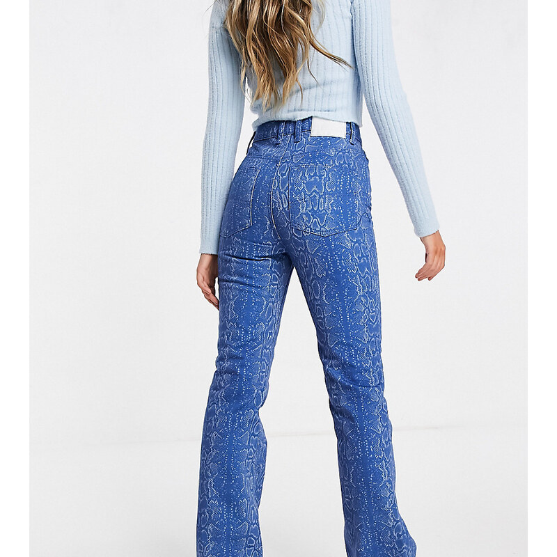 COLLUSION - x008 - Jeans a zampa blu con stampa pitonata-Multicolore