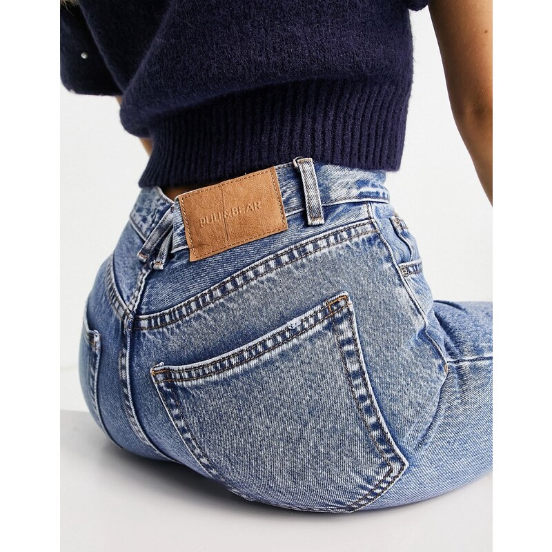 Pull&Bear - Mom jeans a vita media blu medio