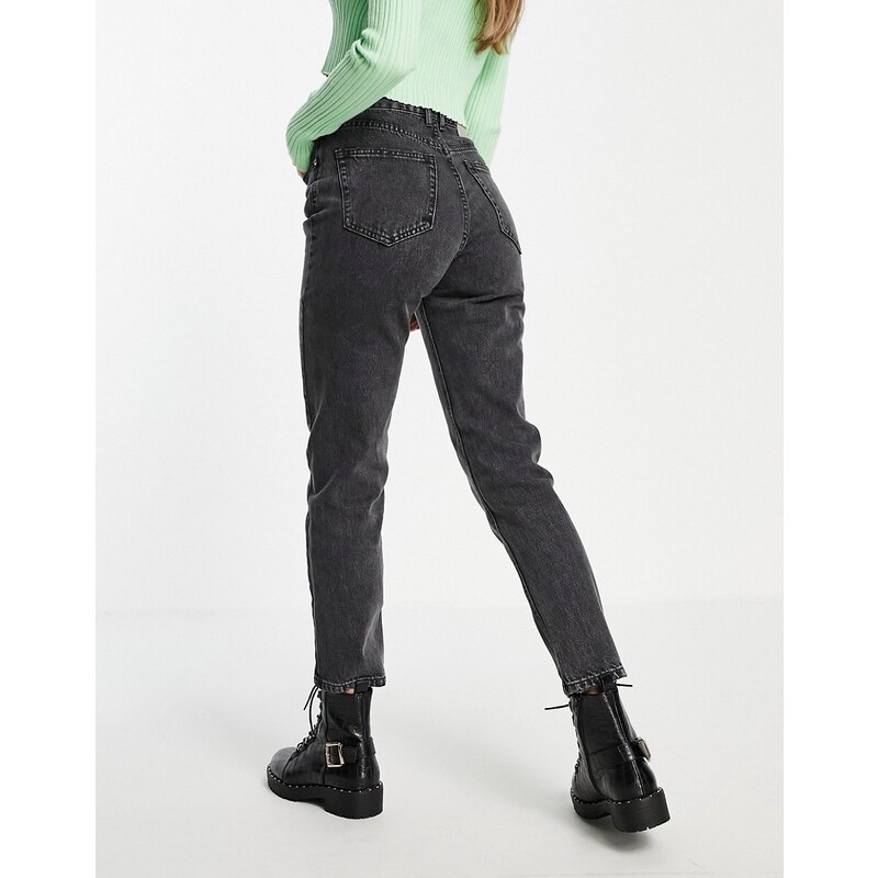 Pull&Bear - Mom jeans basic grigio slavato
