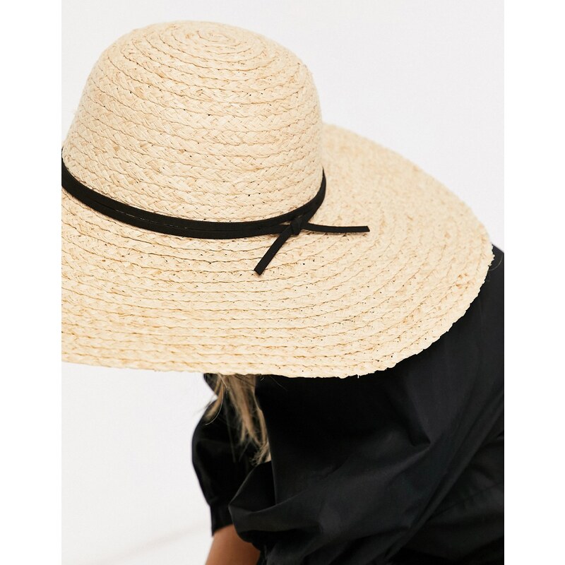 ASOS DESIGN - Cappello morbido regolabile in paglia color naturale con nastrino-Neutro